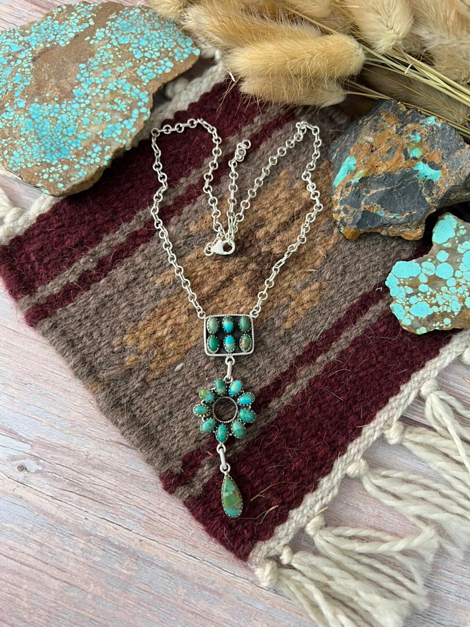 Handmade Sterling Silver Kingman Turquoise Necklace "Signed Nizhoni"