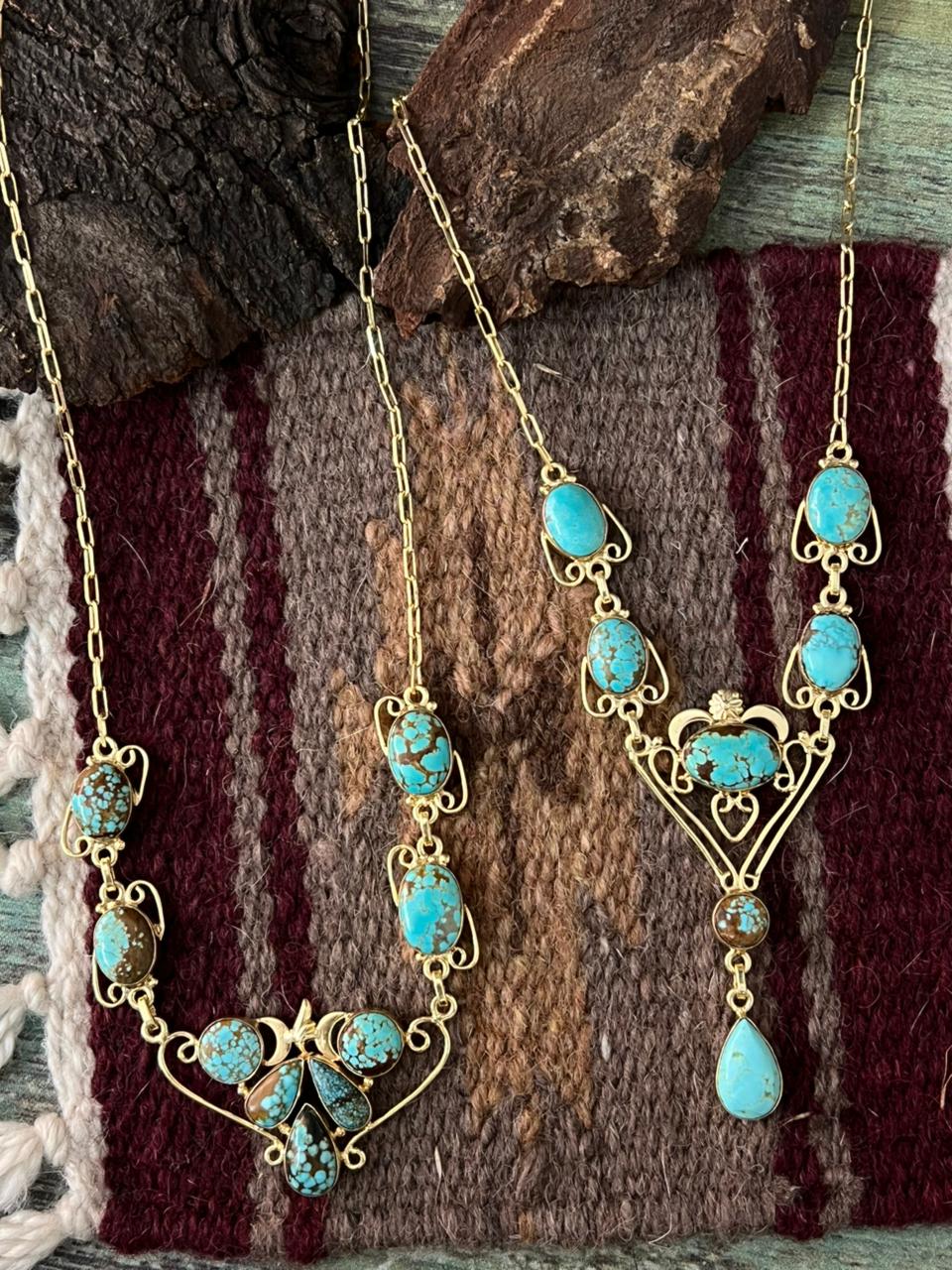 “The Golden Collection” Handmade Number 8 Turquoise with Gold Drop Necklace