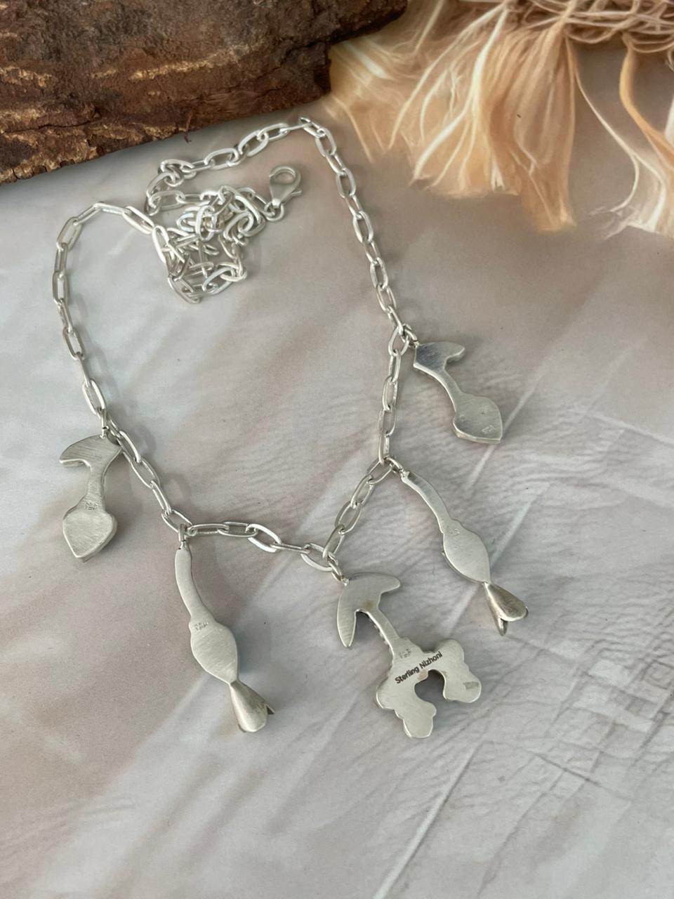 Handmade Sterling Silver Multi Stone Cherry Necklace "Signed Nizhoni"