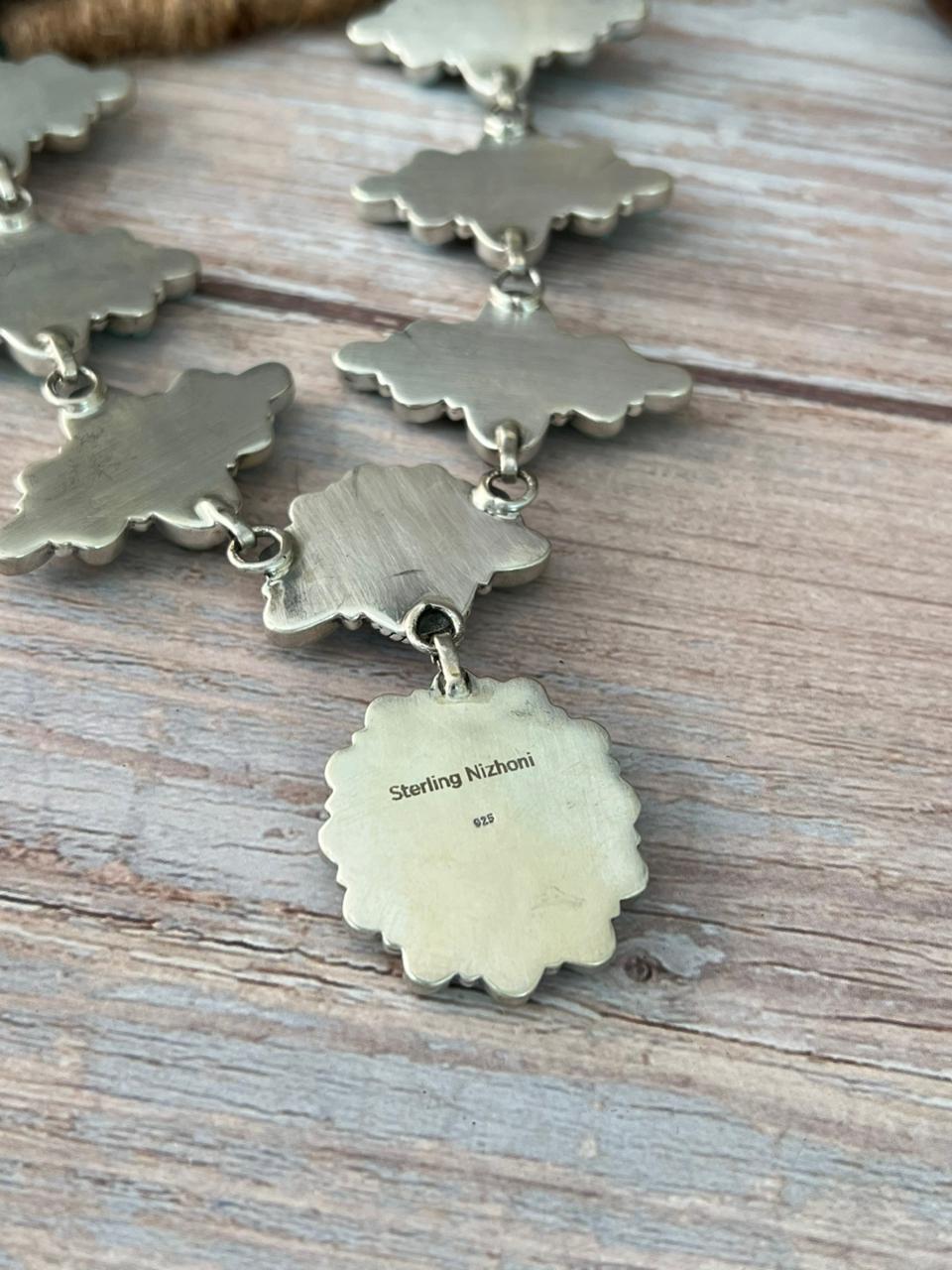 Handmade Sterling Silver Mint Dahlia Collection: Necklace "Signed Nizhoni"