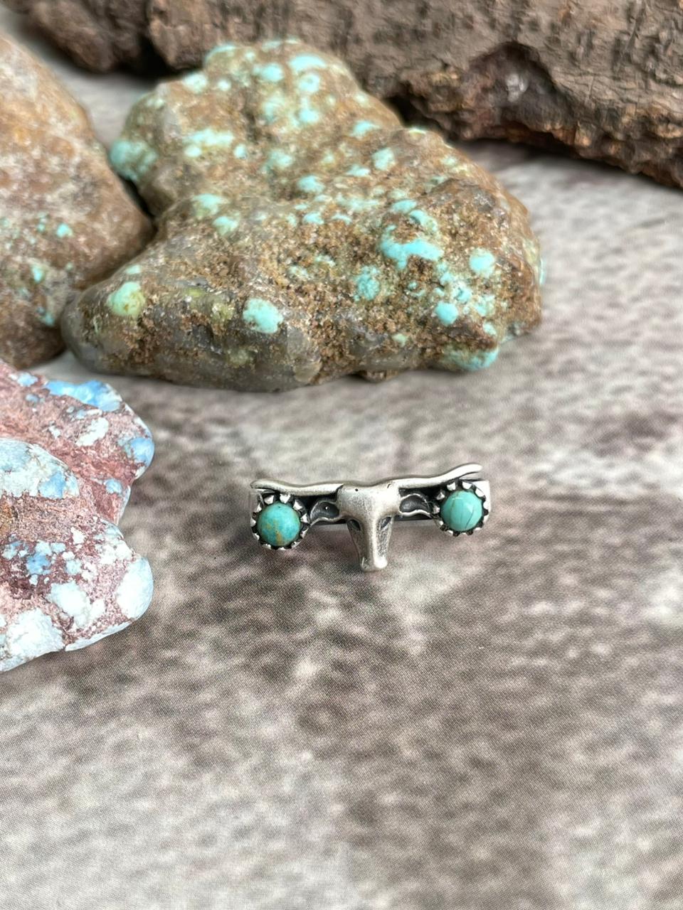 Handmade Sterling Silver Kingman Turquoise Watch Charms with Signed Nizhoni