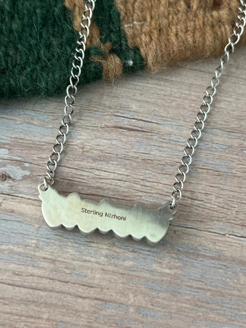 Handmade Sterling Silver Mint Dahlia Collection: Necklace "Signed Nizhoni"