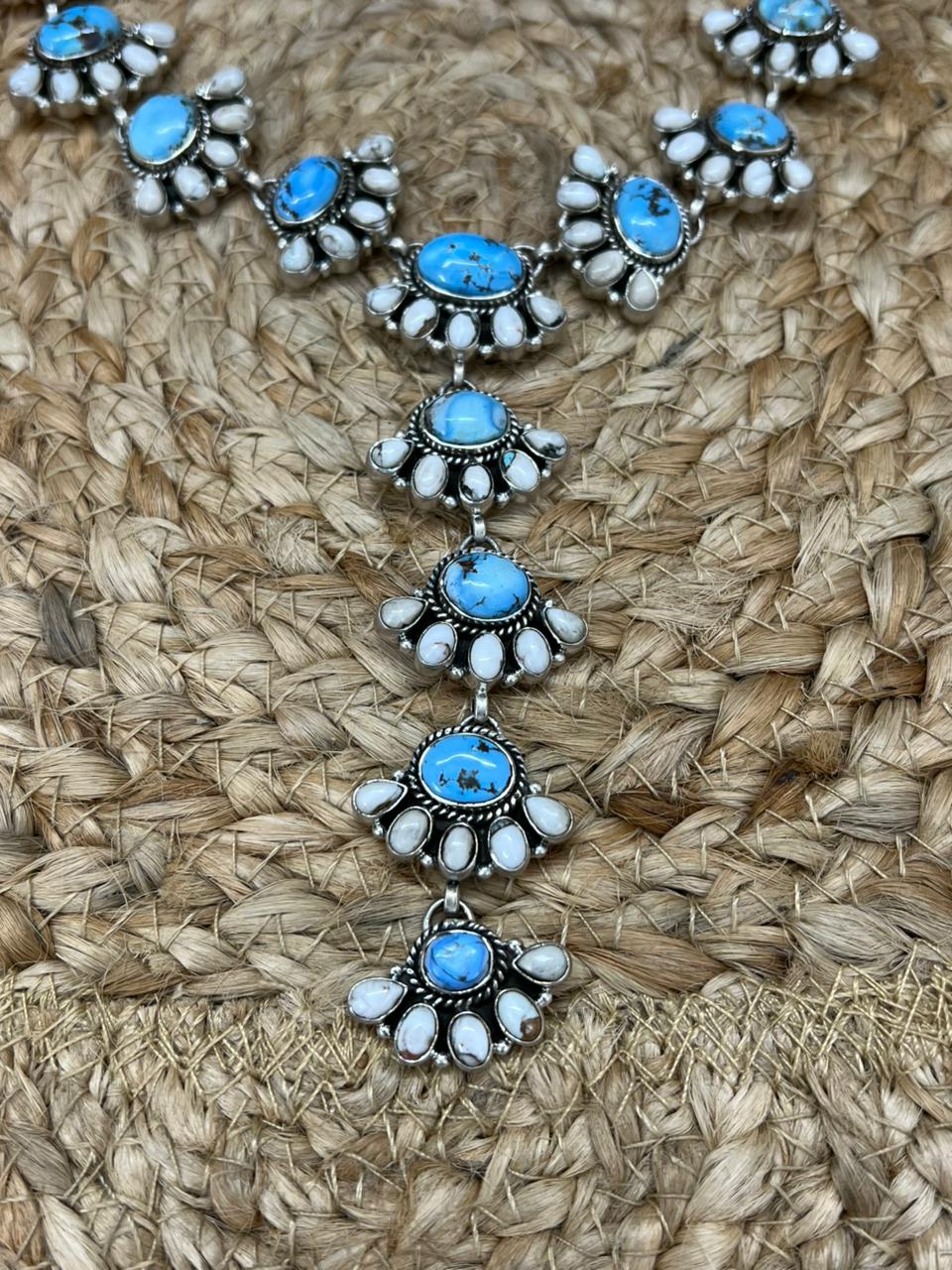 Handmade Sterling Silver Golden Hills with White Collection Necklace "Signed Nizhoni"