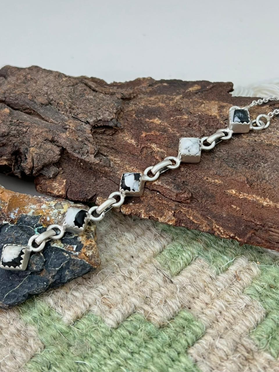 Handmade Sterling Silver White Buffalo Necklace "Signed Nizhoni"