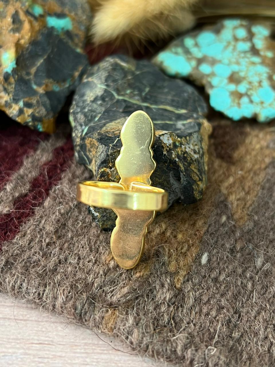 “The Golden Collection” Natural Golden Hills Turquoise Adjustable Ring