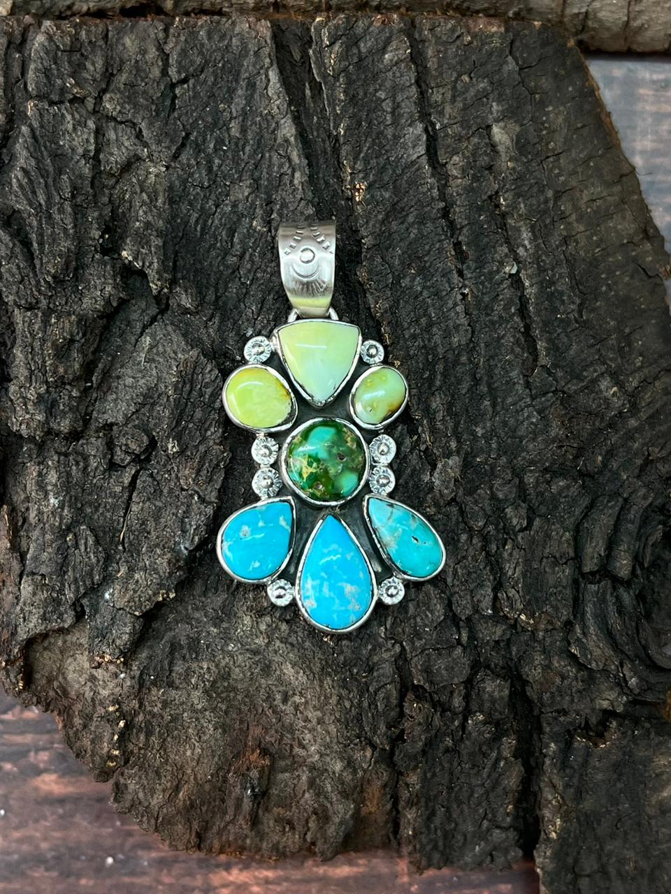 Handmade Sterling Silver Sonoran, White Water, Palomino Pendant "Signed Nizhoni"