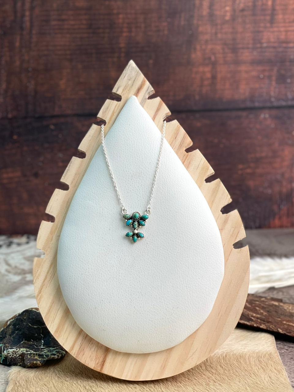 Handmade Sterling Silver Kingman Turquoise Necklace "Signed Nizhoni"