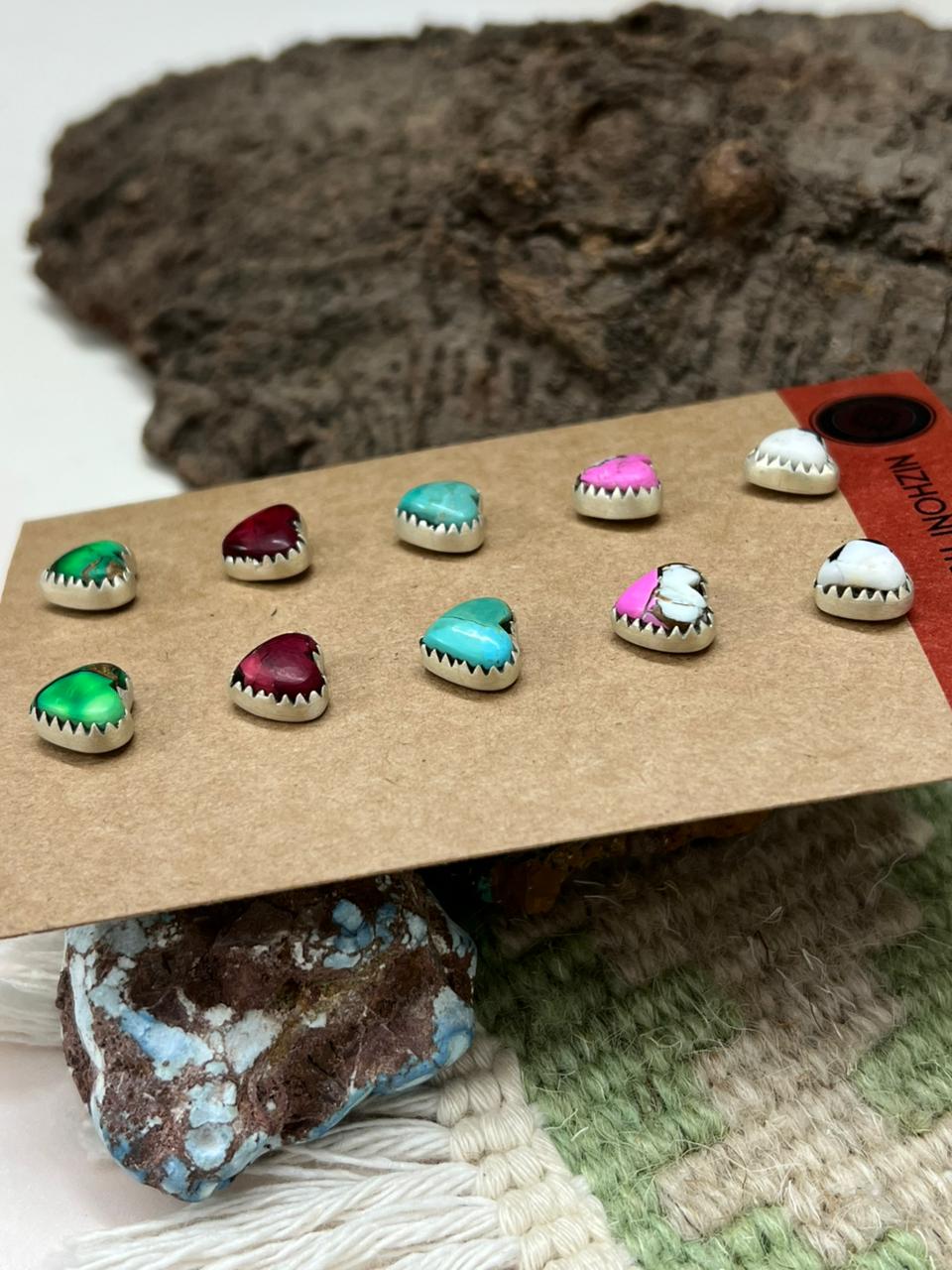 Handmade Sterling Silver Multi Stone Earrings Set "Signed Nizhoni" (2)