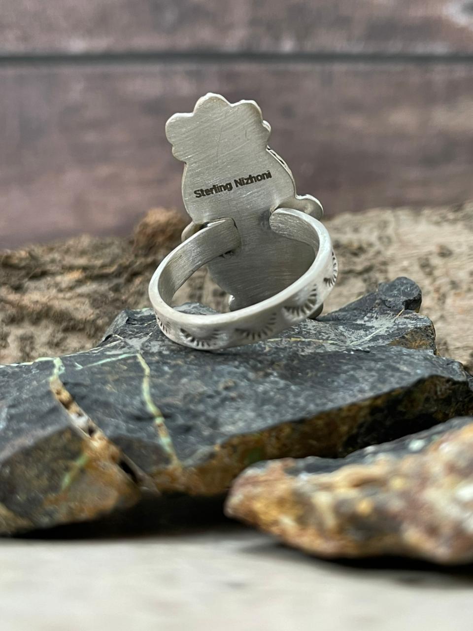 "Heart Collection" Handmade Sterling Silver Cotton Candy Adjustable Ring "Signed Nizhoni"