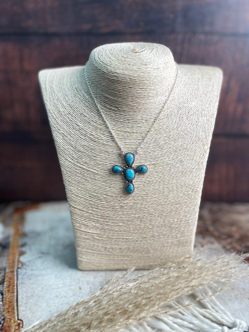Handmade Sterling Silver Arizona Blue Turquoise Necklace "Signed Nizhoni"