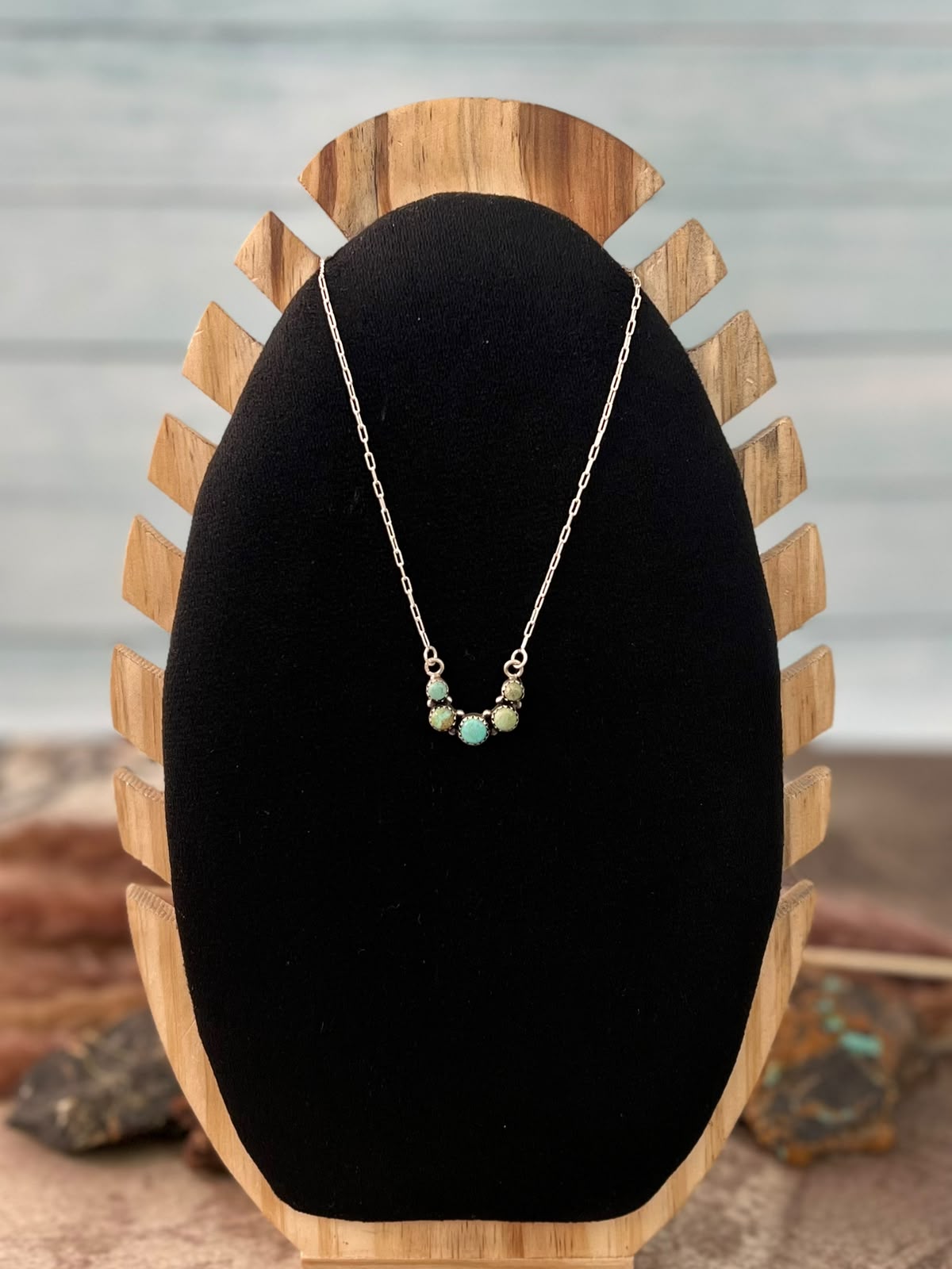 Handmade Sterling Silver Number 8 Turquoise Collection: Necklace Signed Nizhoni