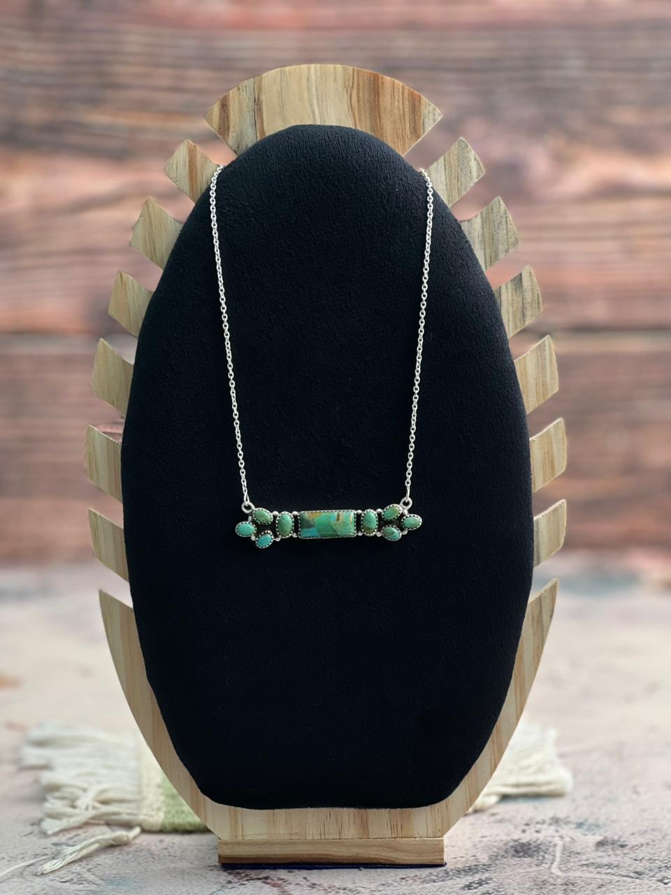 Handmade Sterling Silver Kingman Turquoise  Necklace "Signed Nizhoni"