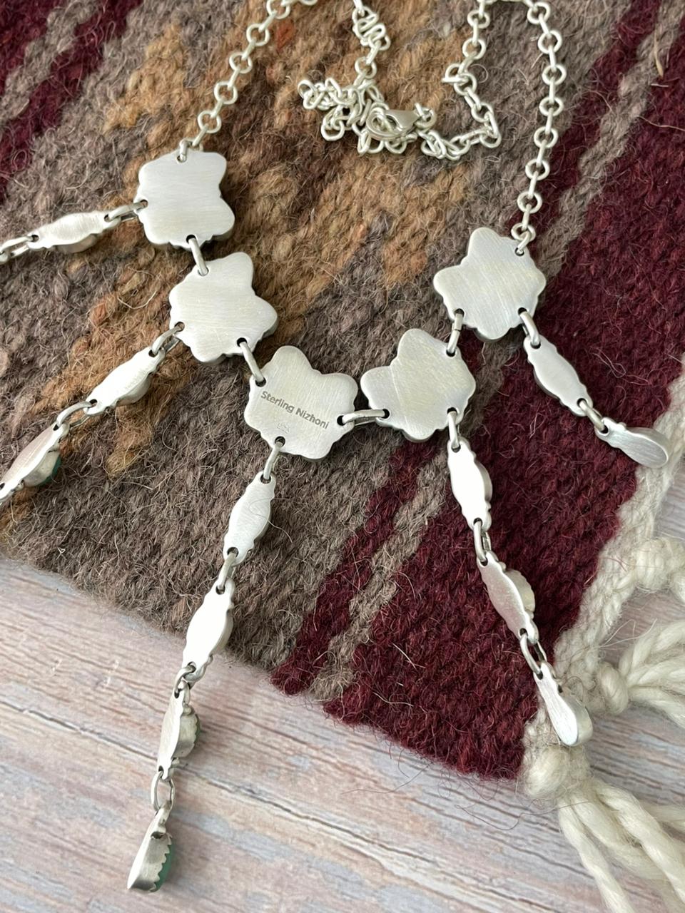 Handmade Sterling Silver Kingman Turquoise Necklace "Signed Nizhoni"