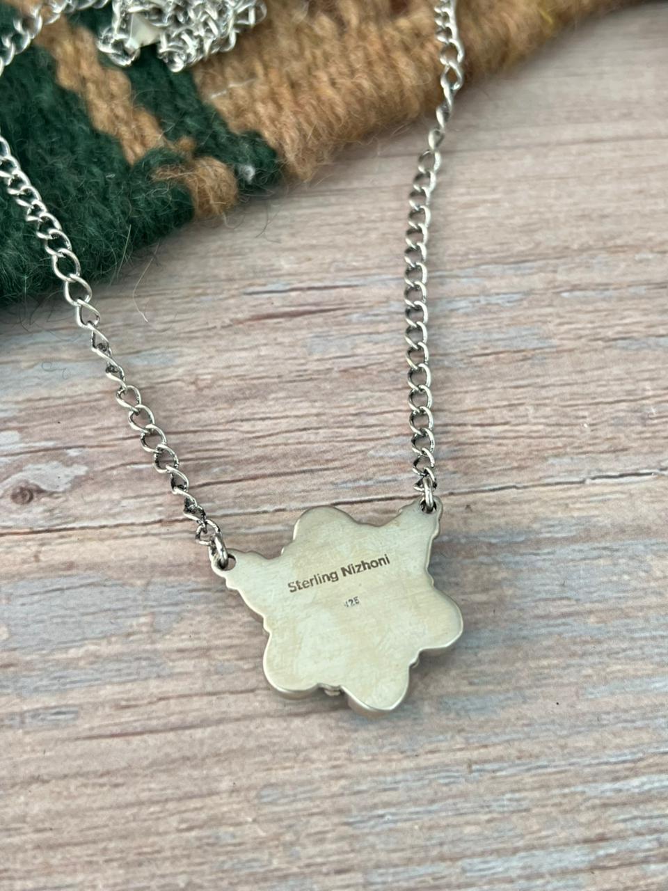 Handmade Sterling Silver Mint Dahlia Collection: Necklace "Signed Nizhoni"