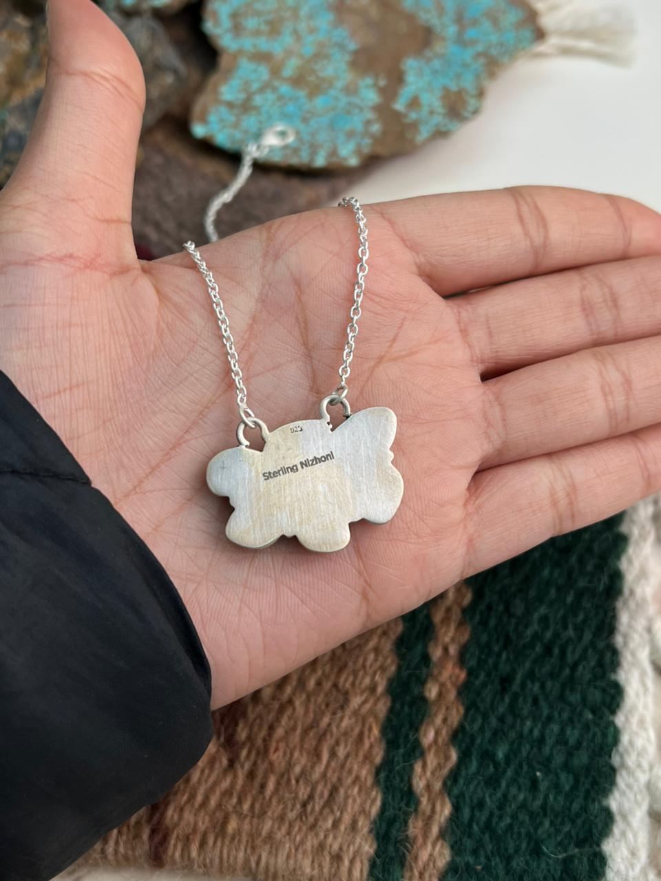 Handmade Sterling Silver Golden Hills Turquoise Necklace "Signed Nizhoni"