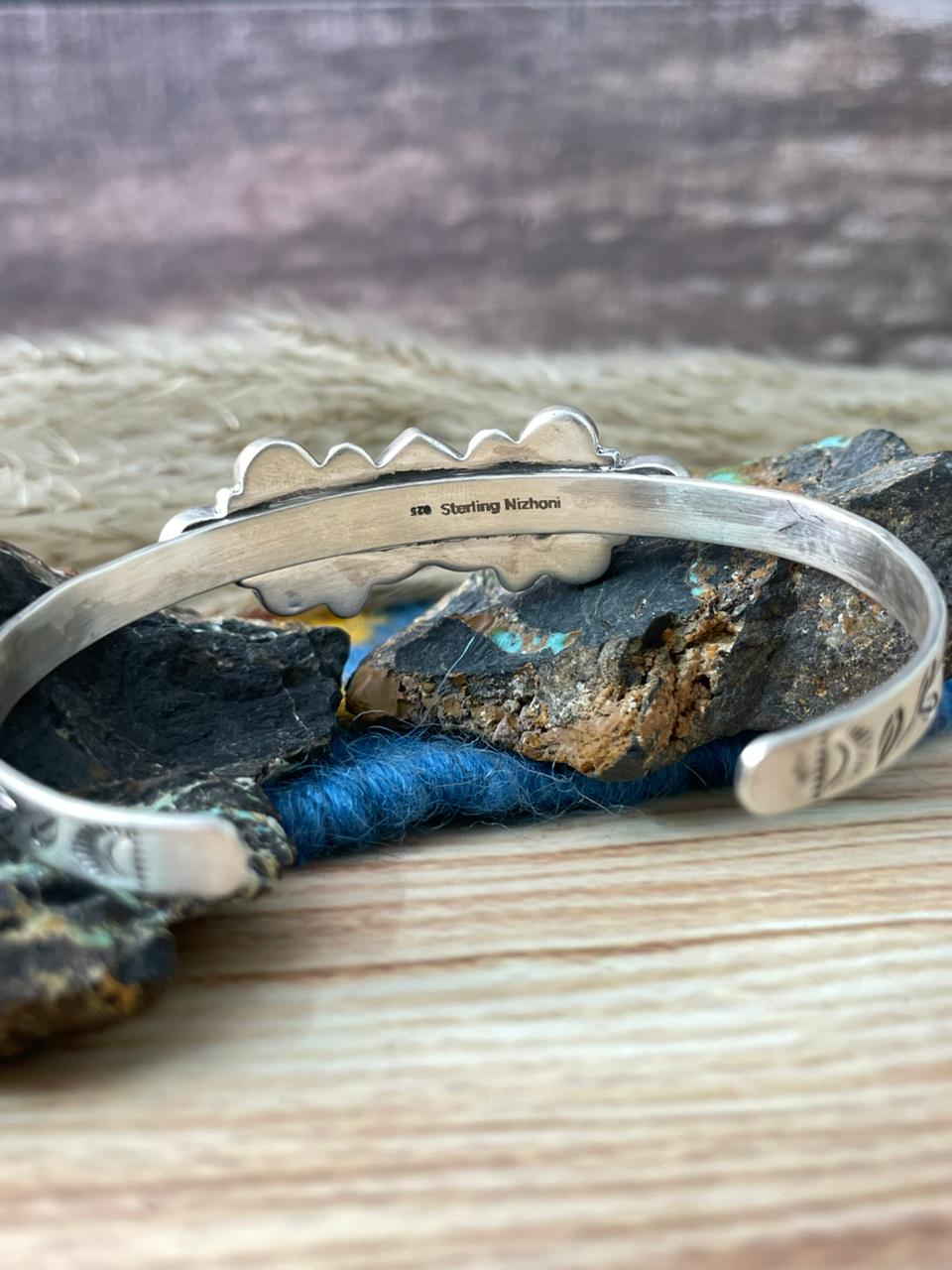 Handmade Sterling Silver Black Onyx Cuff Bracelet "Signed Nizhoni"