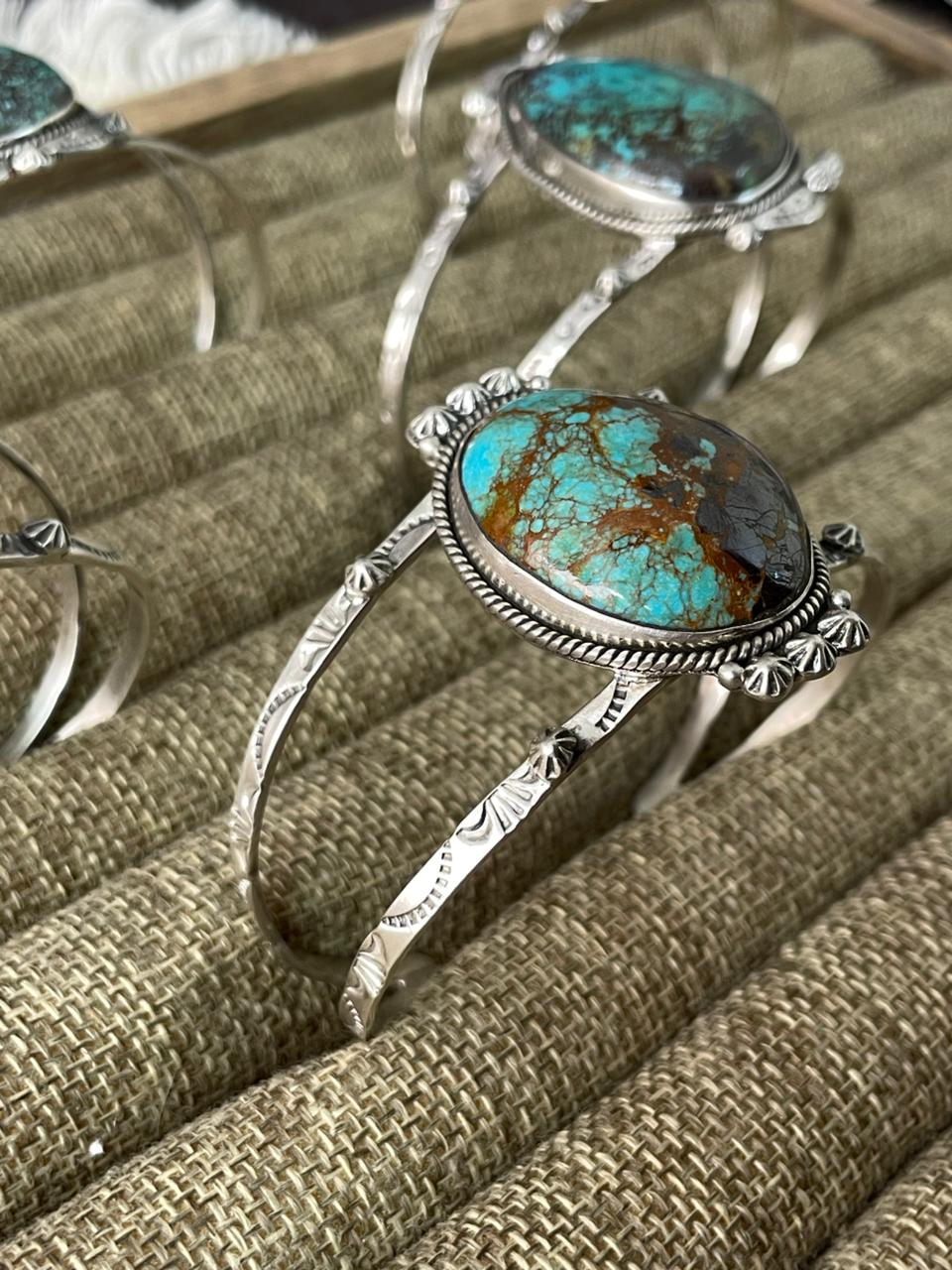 Handmade Sterling Silver Royston Turquoise Cuff Bracelet "Signed Nizhoni"