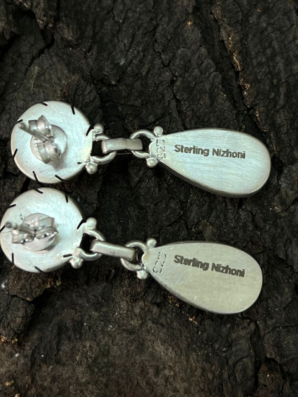 Handmade Sterling Silver Cotton Candy Post Dangle Earrings "Signed Nizhoni"