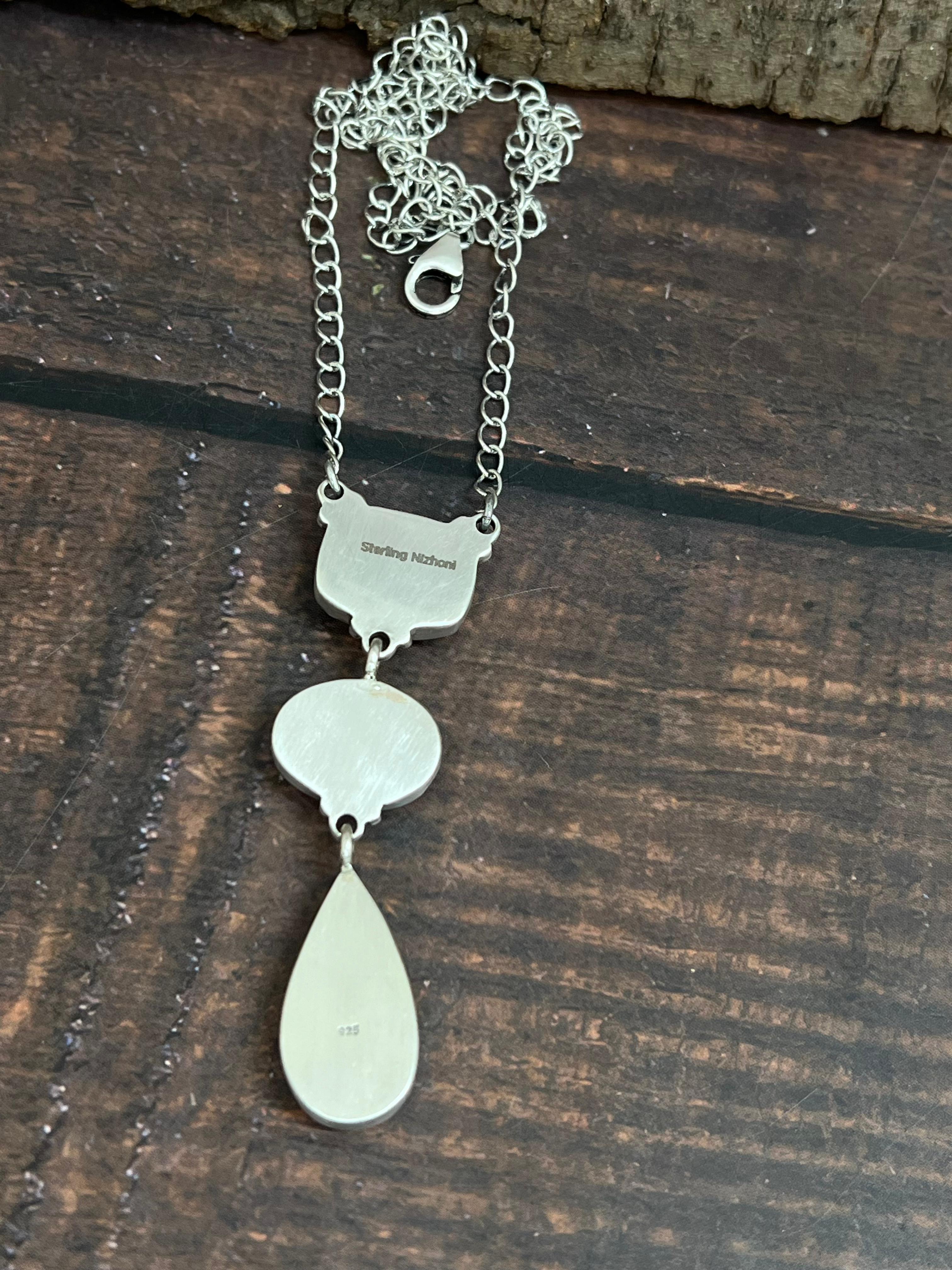 Handmade Sterling Silver Starfox Variscite Necklace Signed Nizhoni