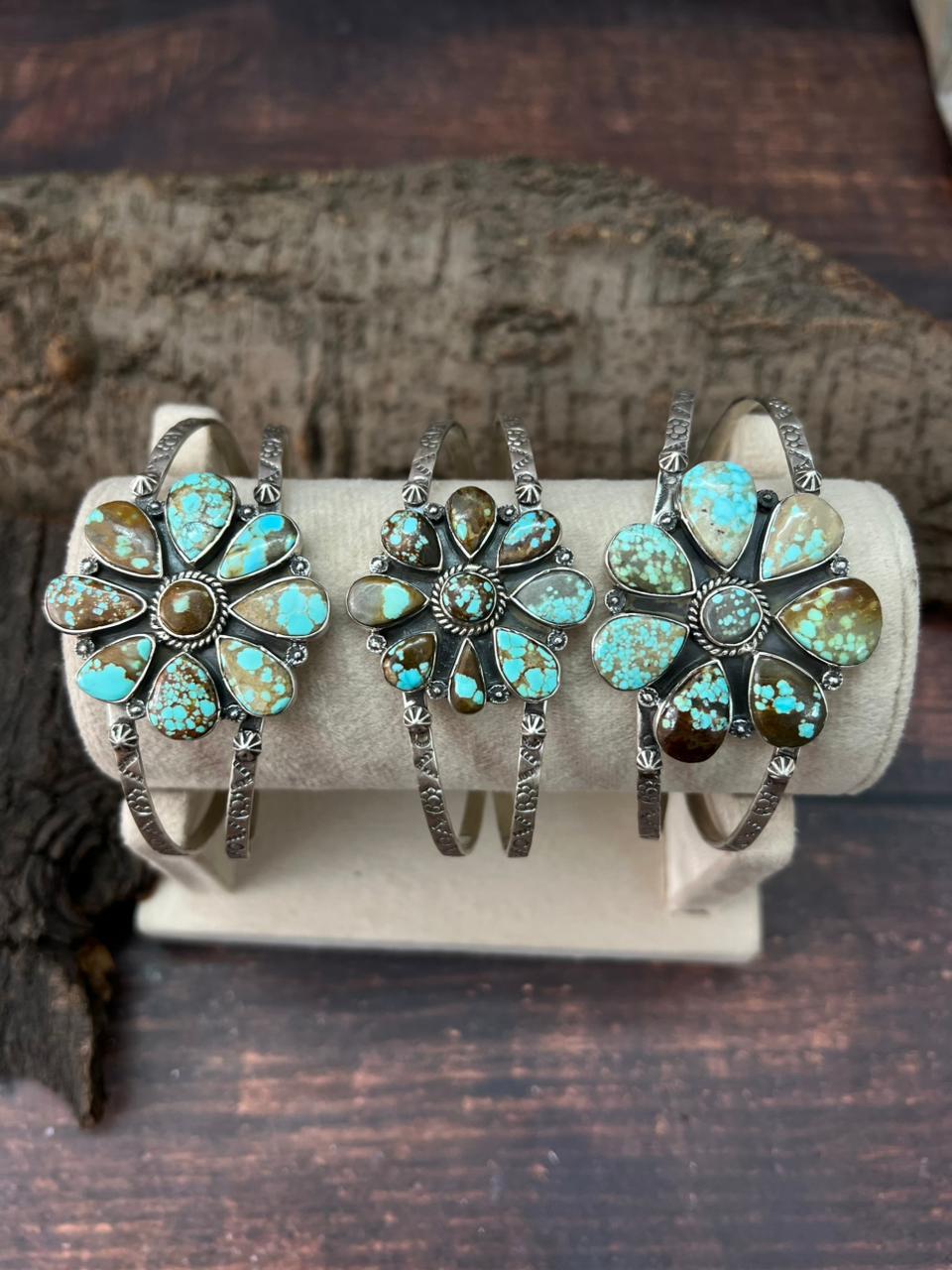 Handmade Sterling Silver Number 8 Turquoise Cuff Bracelet "Signed Nizhoni"