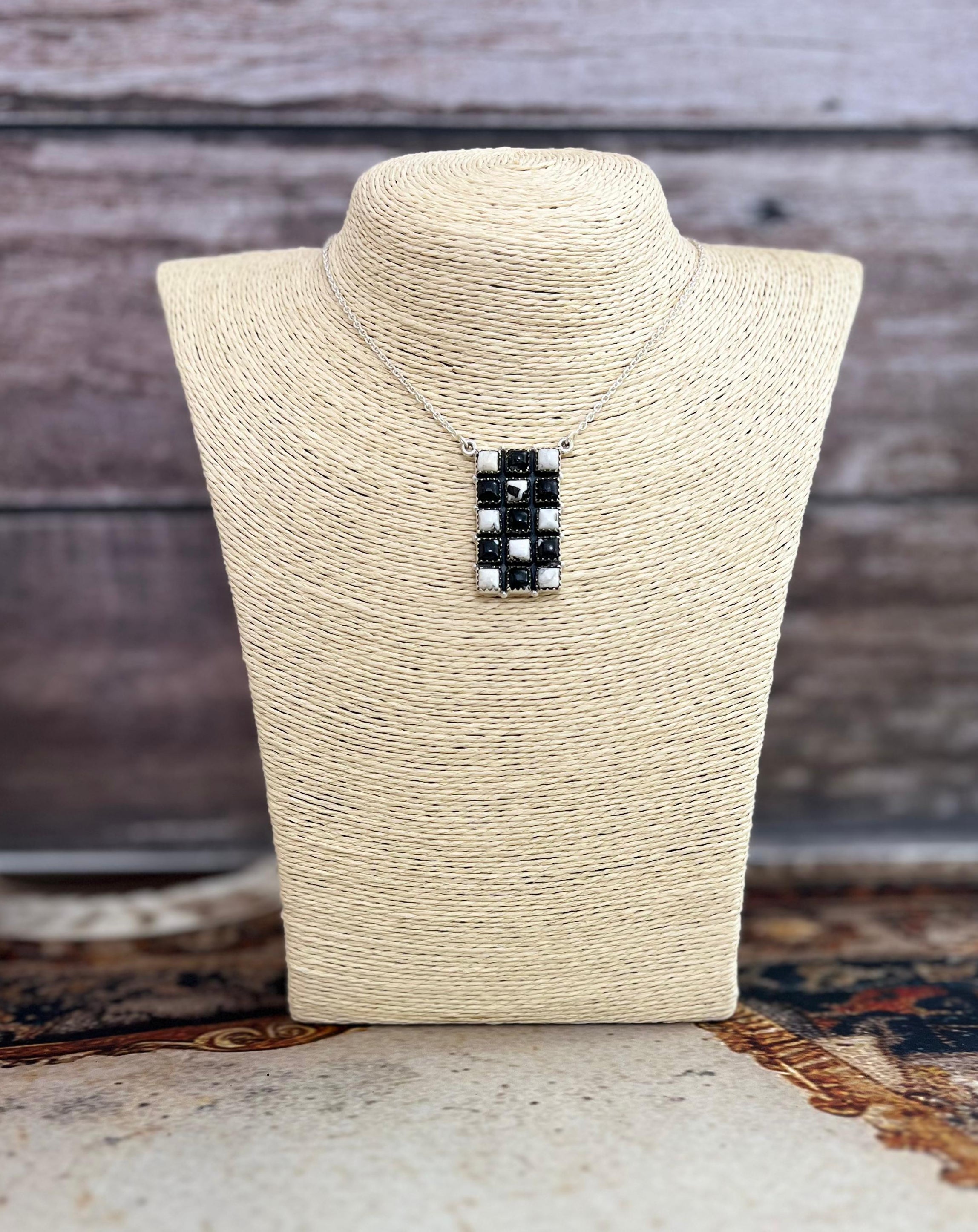 Handmade Sterling Silver White Buffalo Necklace with Signed Nizhoni (2)