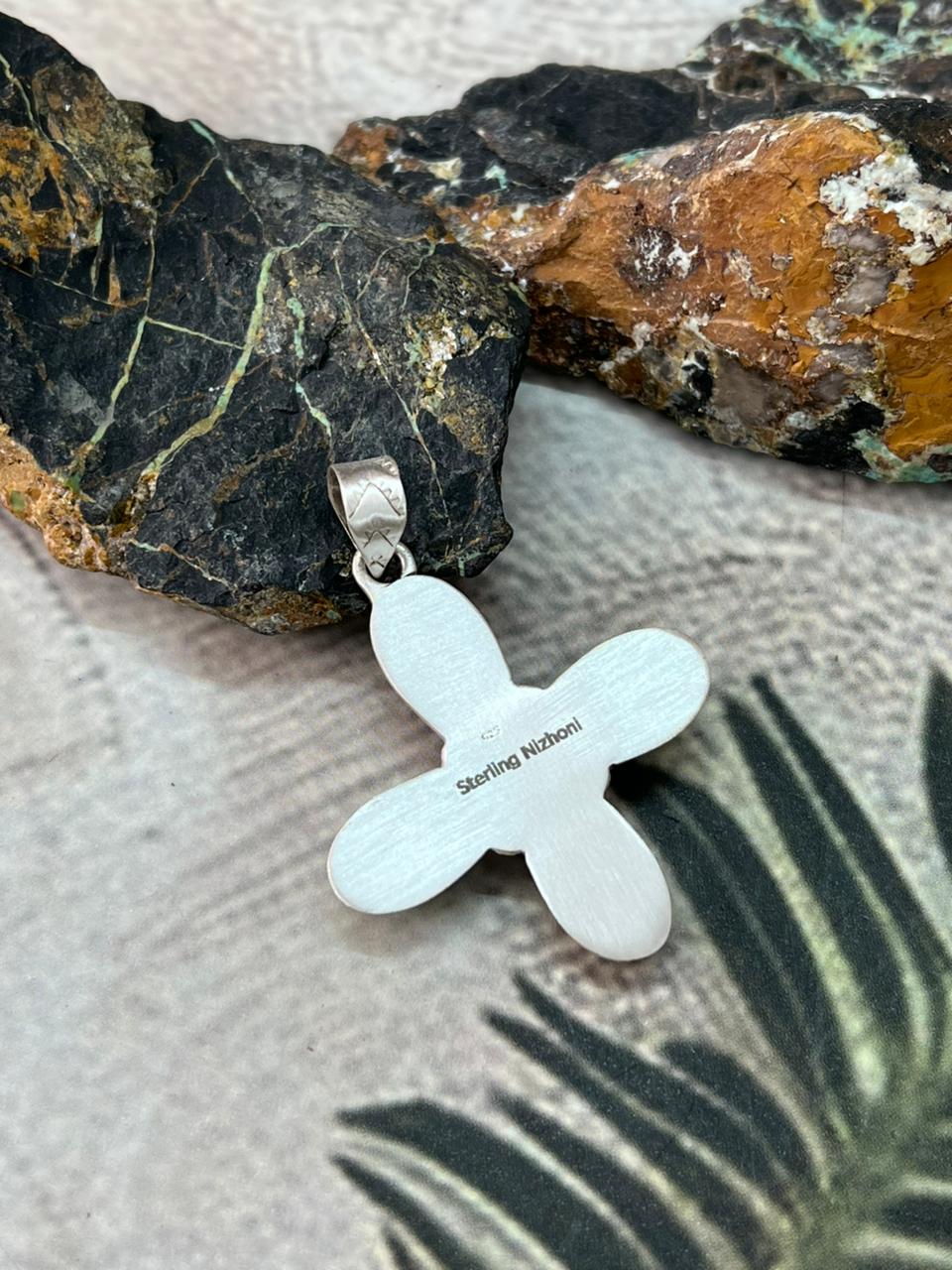 Handmade Sterling Silver Kingman Turquoise Pendant "Signed Nizhoni"