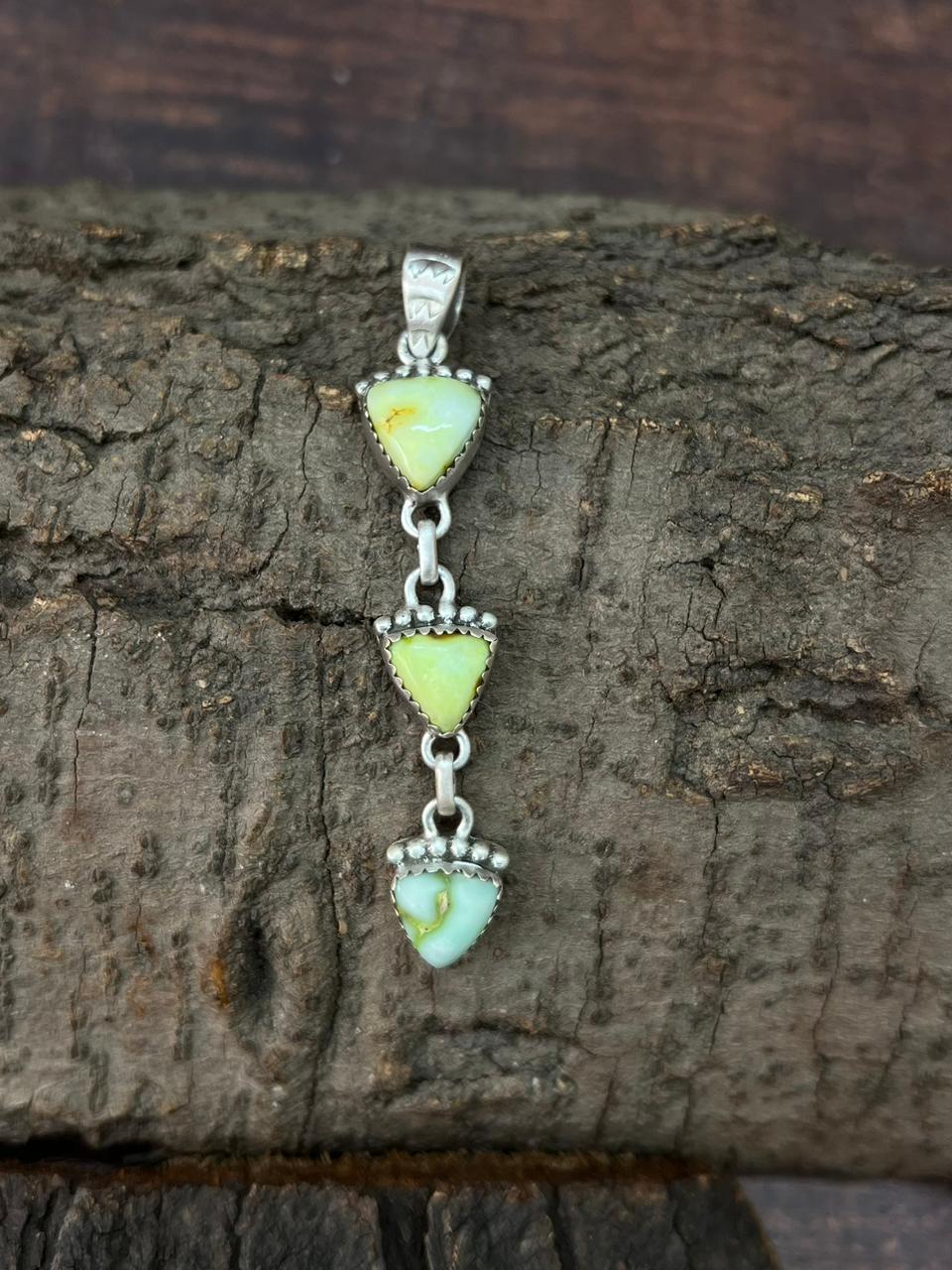 Handmade Sterling Silver Palomino Turquoise Pendant "Signed Nizhoni"