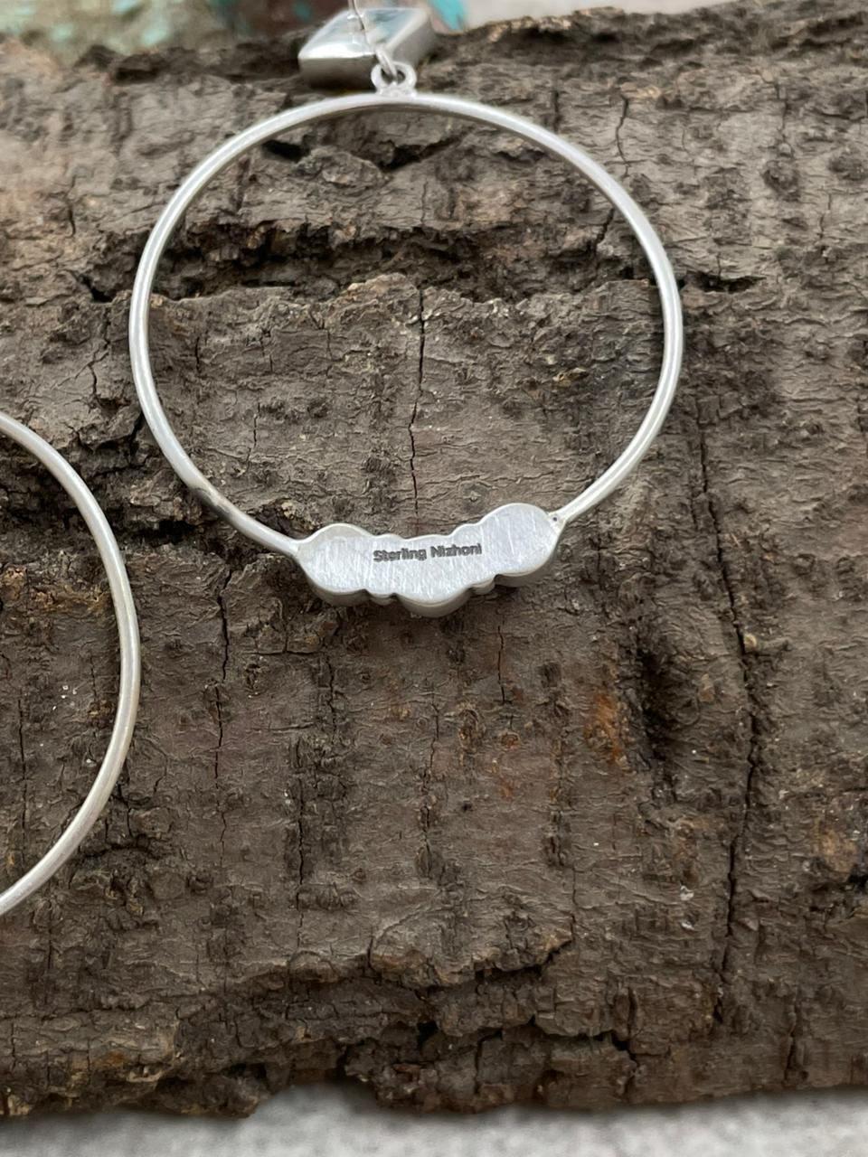 Handmade Sterling Silver Bumblebee with Black Onyx Post Hoop Earrings with Signed Nizhoni