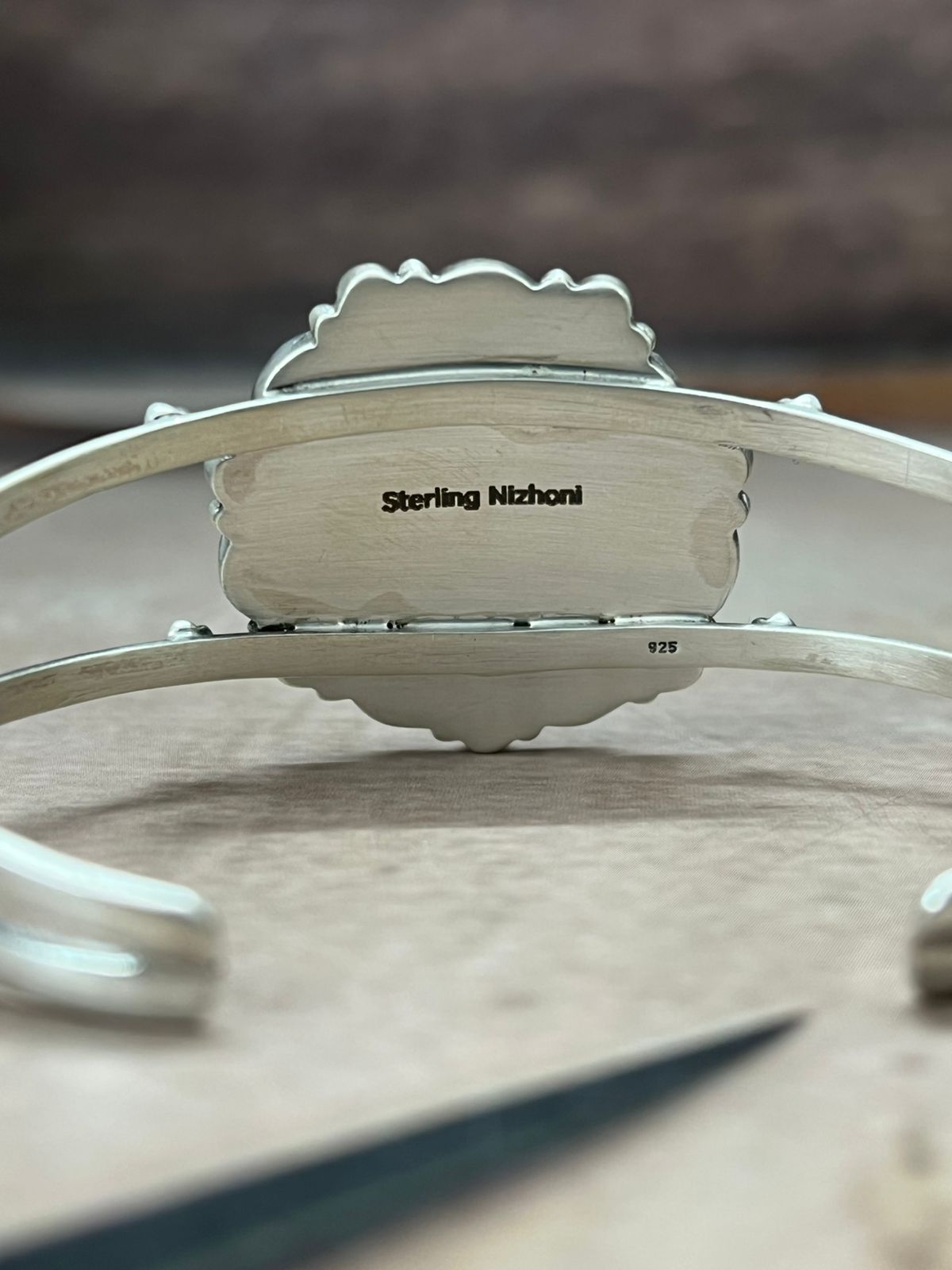 Handmade Sterling Silver Golden Hills with White Collection Bracelet "Signed Nizhoni"