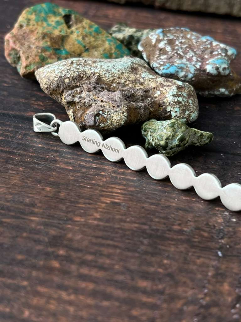 Handmade Sterling Silver Kingman Turquoise Pendant "Signed Nizhoni"