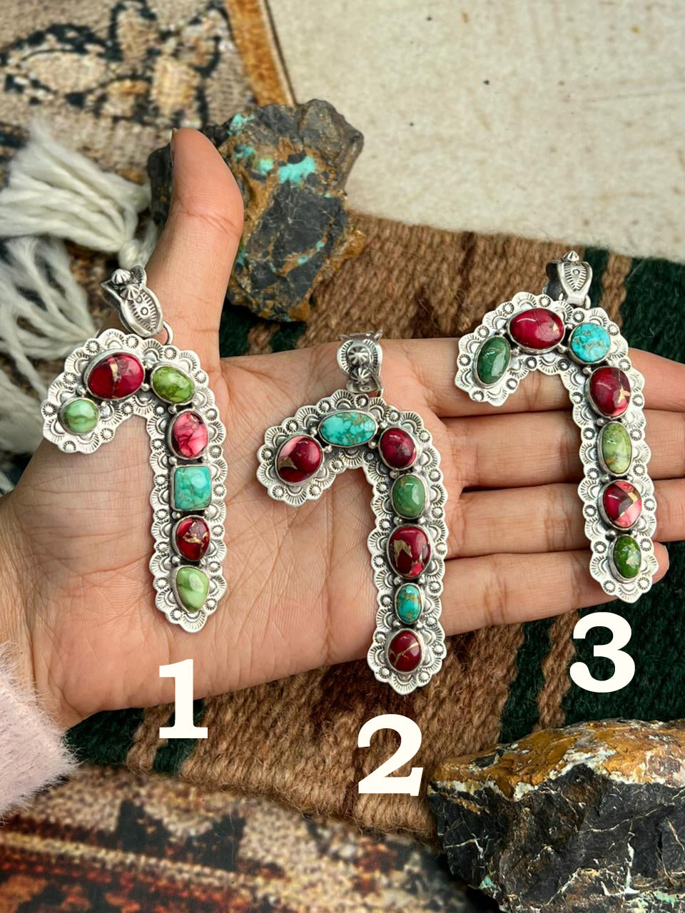 Handmade Sterling Silver Dahlia Rose with Emerald Valley Turquoise Pendant "Signed Nizhoni"