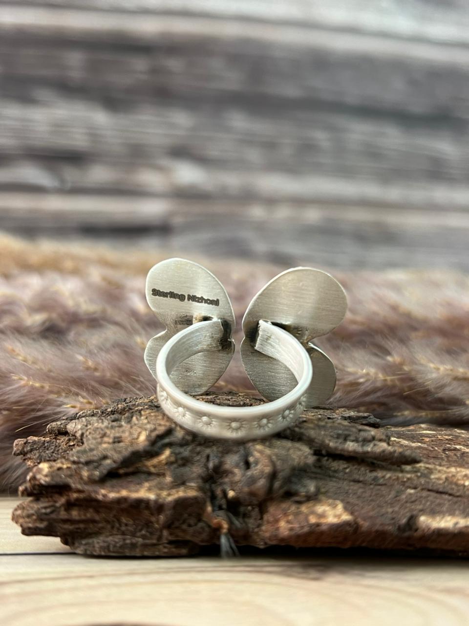 Handmade Sterling Silver Sierra Bella Turquoise Adjustable Ring Signed Nizhoni