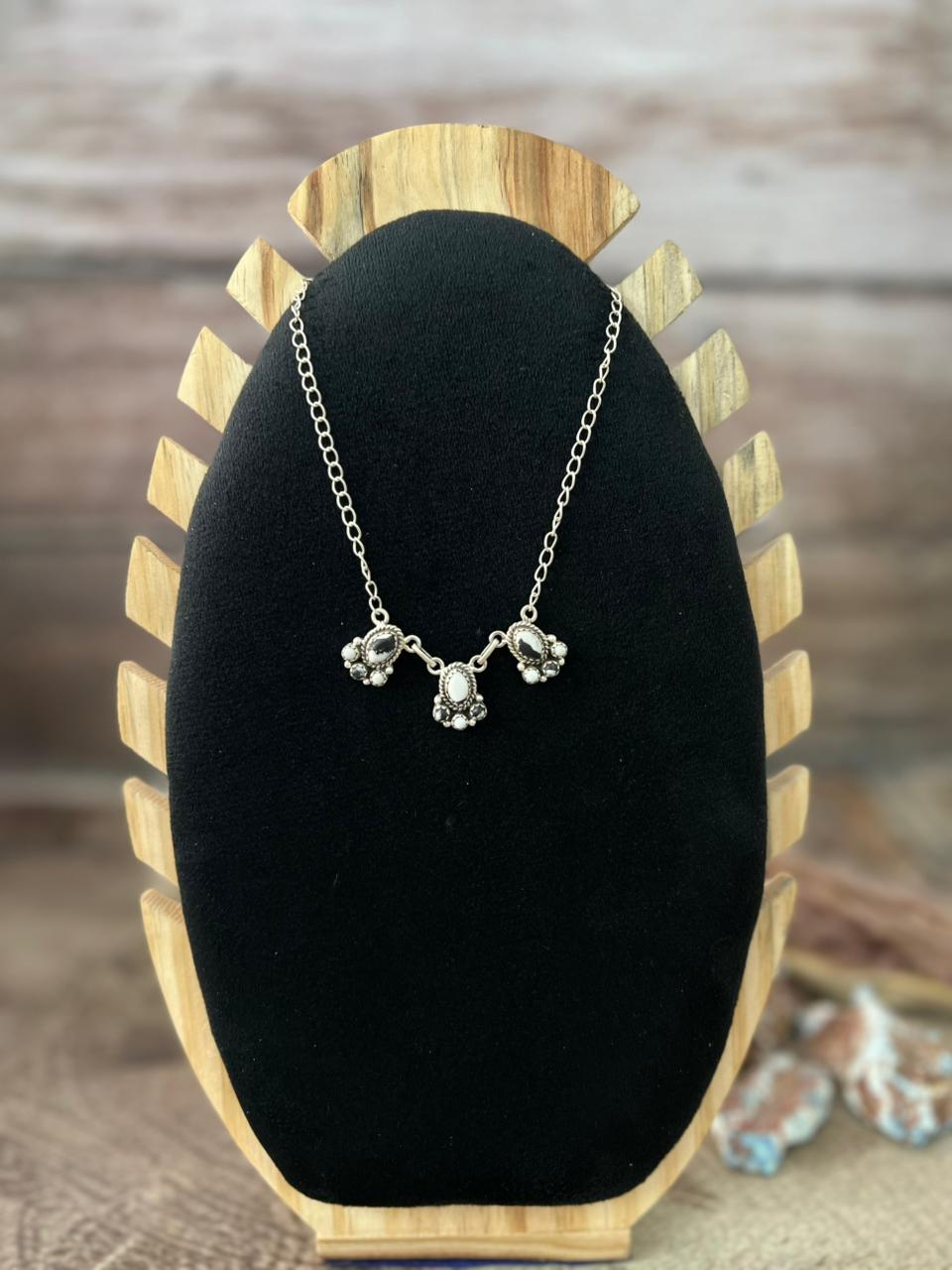 Handmade Sterling Silver White Buffalo Necklace "Signed Nizhoni"