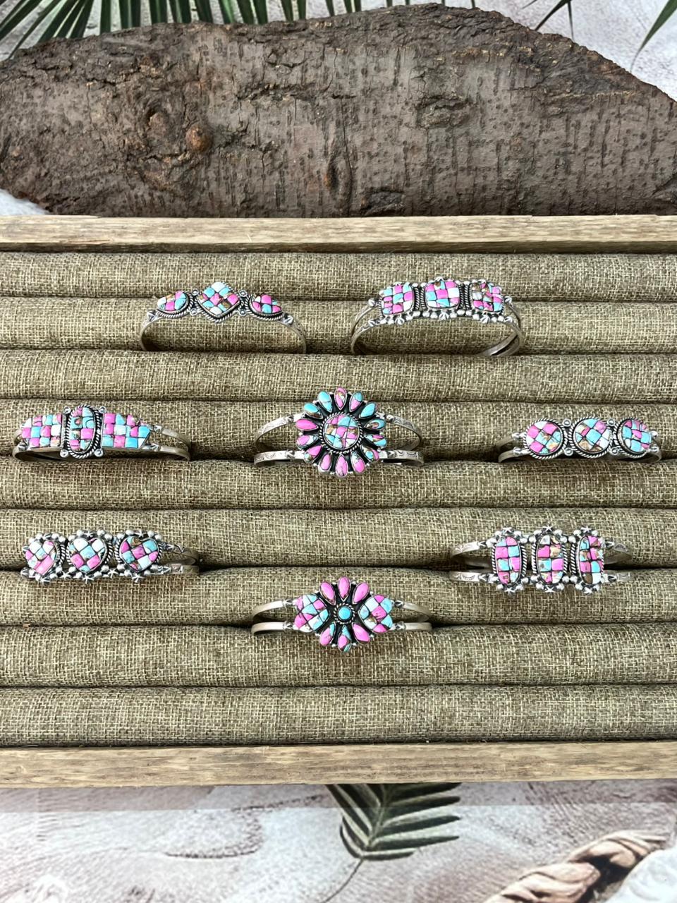 Handmade Sterling Silver Cotton Candy Cuff Bracelet "Signed Nizhoni"