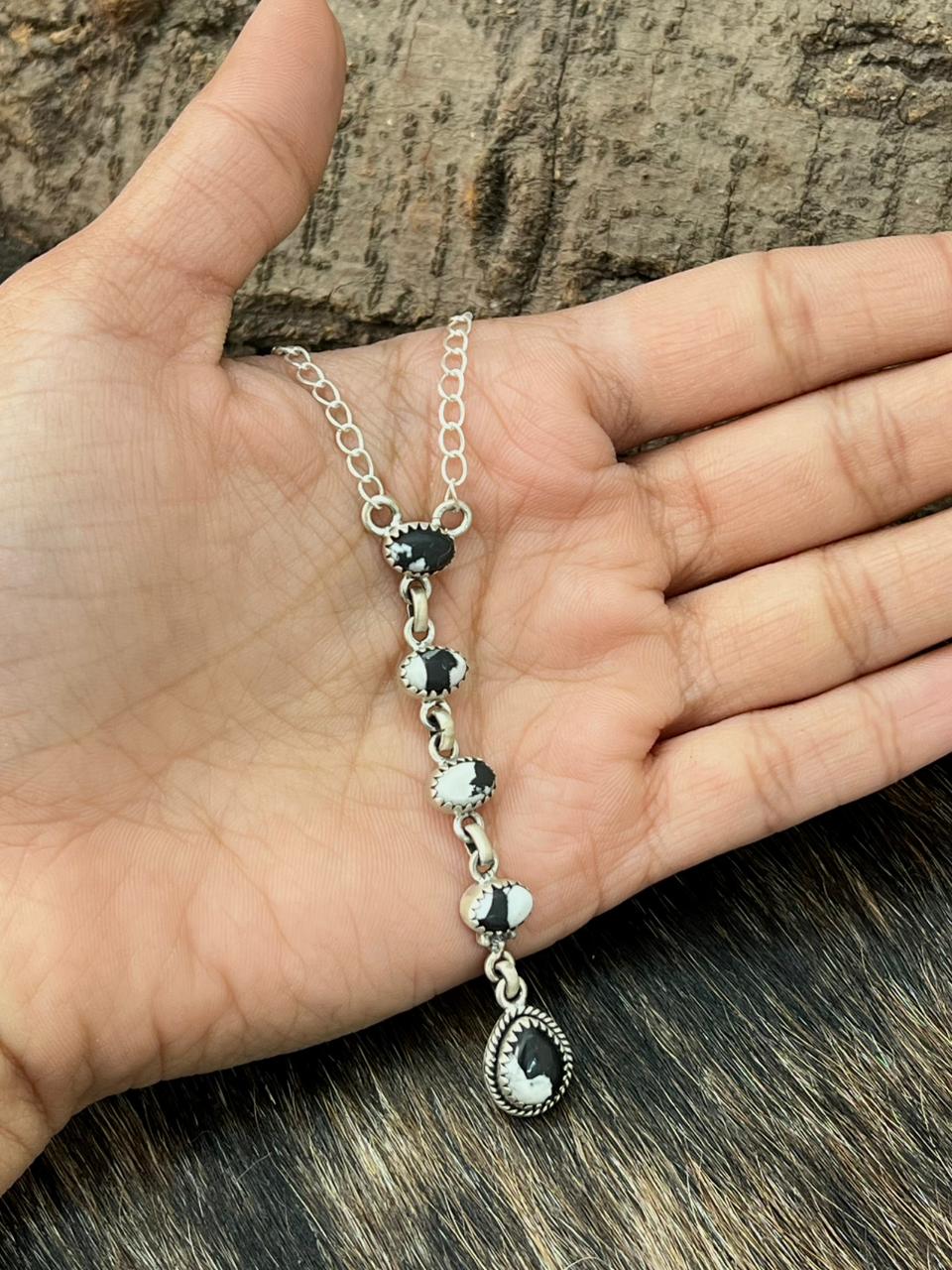 Handmade Sterling Silver White Buffalo Necklace "Signed Nizhoni"