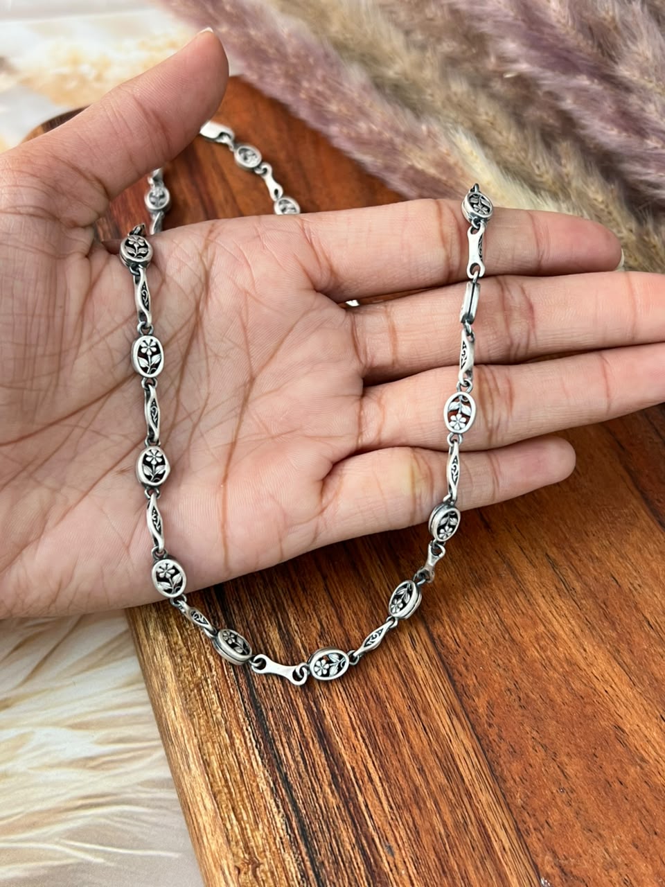 Handmade Sterling Silver Floral Necklace
