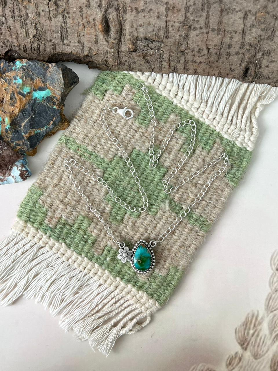 Handmade Sterling Silver Sonoran Mountain Turquoise Necklace "Signed Nizhoni" (4)