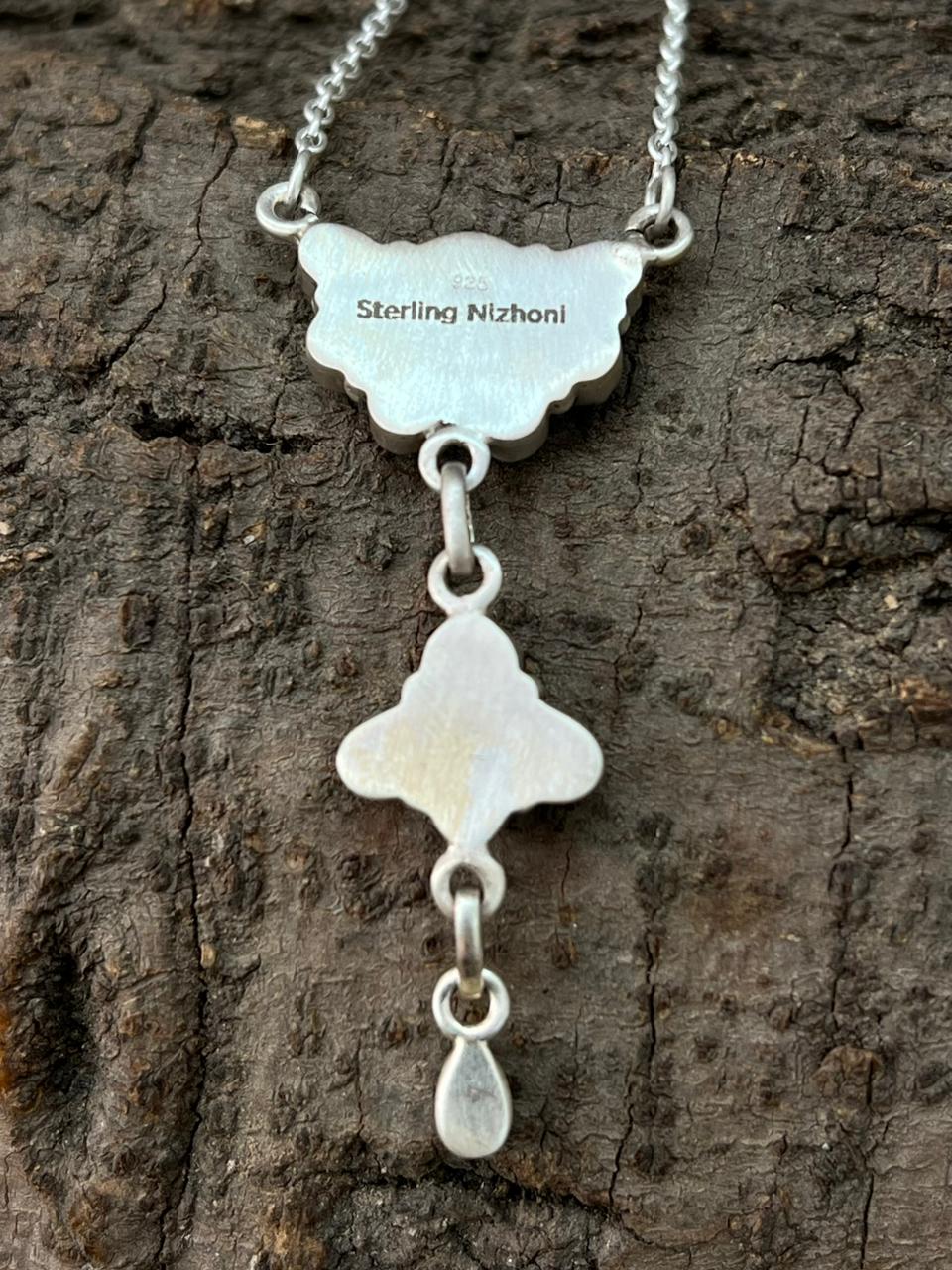 Handmade Sterling Silver Kingman Turquoise Necklace "Signed Nizhoni"