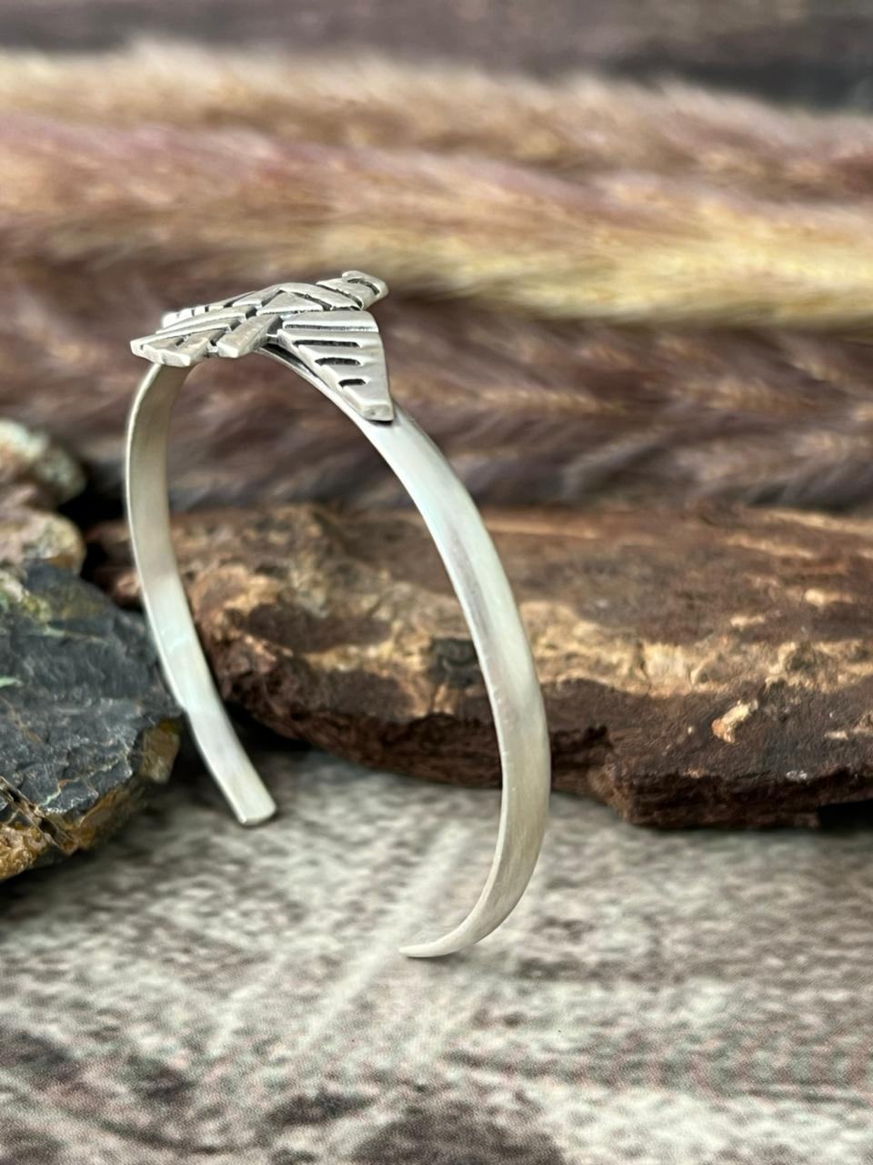 Handmade Sterling Silver Thunder Bird Bracelet "Signed Nizhoni"