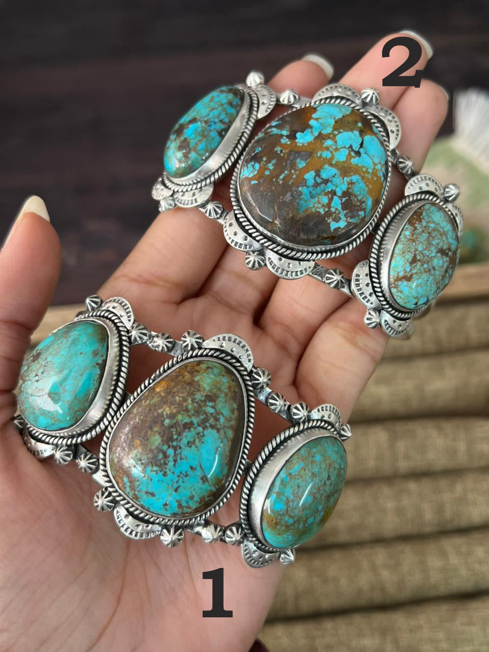 Handmade Sterling Silver Royston Turquoise Cuff Bracelet "Signed Nizhoni"