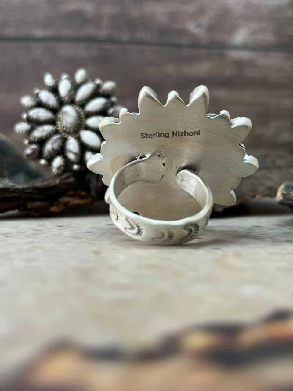 Handmade Sterling Silver Wildhorse Magnesite Adjustable Ring "Signed Nizhoni"