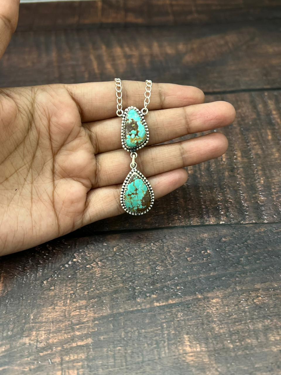 Handmade Sterling Silver Mantis Turquoise Necklace "Signed Nizhoni"