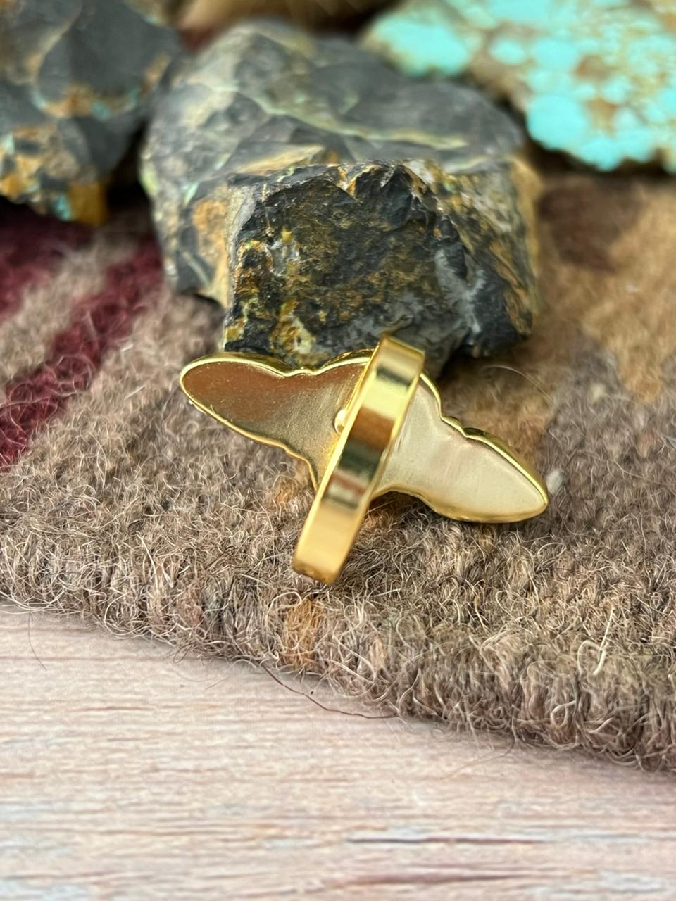 “The Golden Collection” Natural Golden Hills Turquoise Adjustable Ring