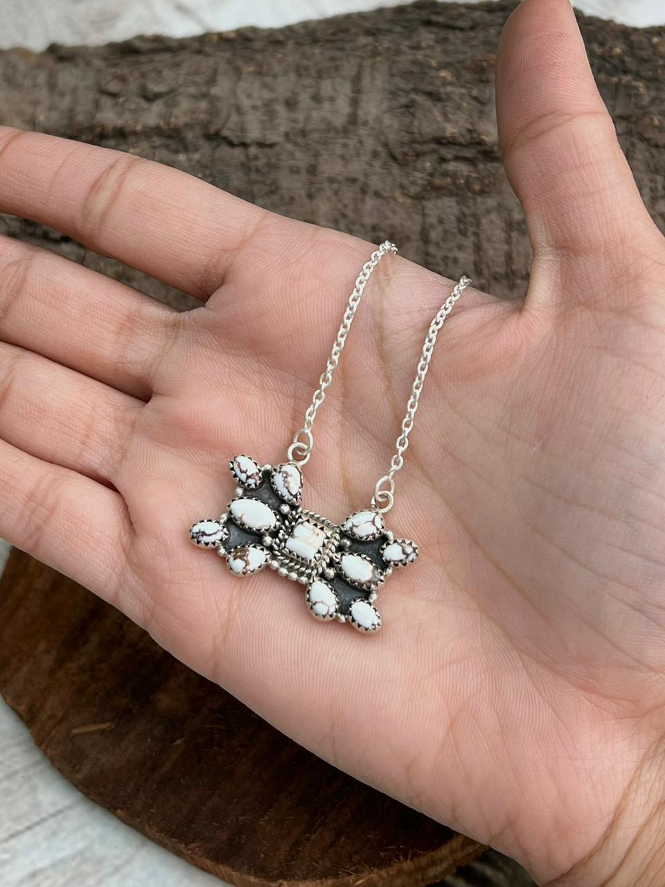 Handmade Sterling Silver Wildhorse Magnesite Necklace "Signed Nizhoni"
