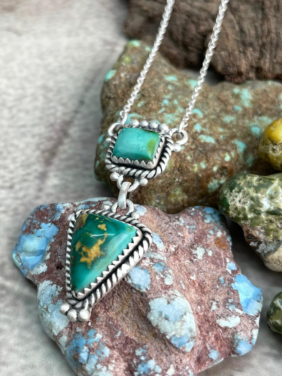 Handmade Sterling Silver Sonoran Mountain Turquoise Necklace "Signed Nizhoni"