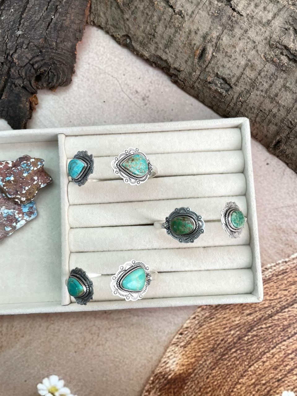 Handmade Sterling Silver Mantis Turquoise Cuff Bracelet with Signed Nizhoni