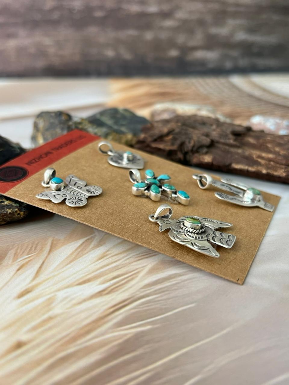 Handmade Sterling Silver Kingman Turquoise Pendant Card