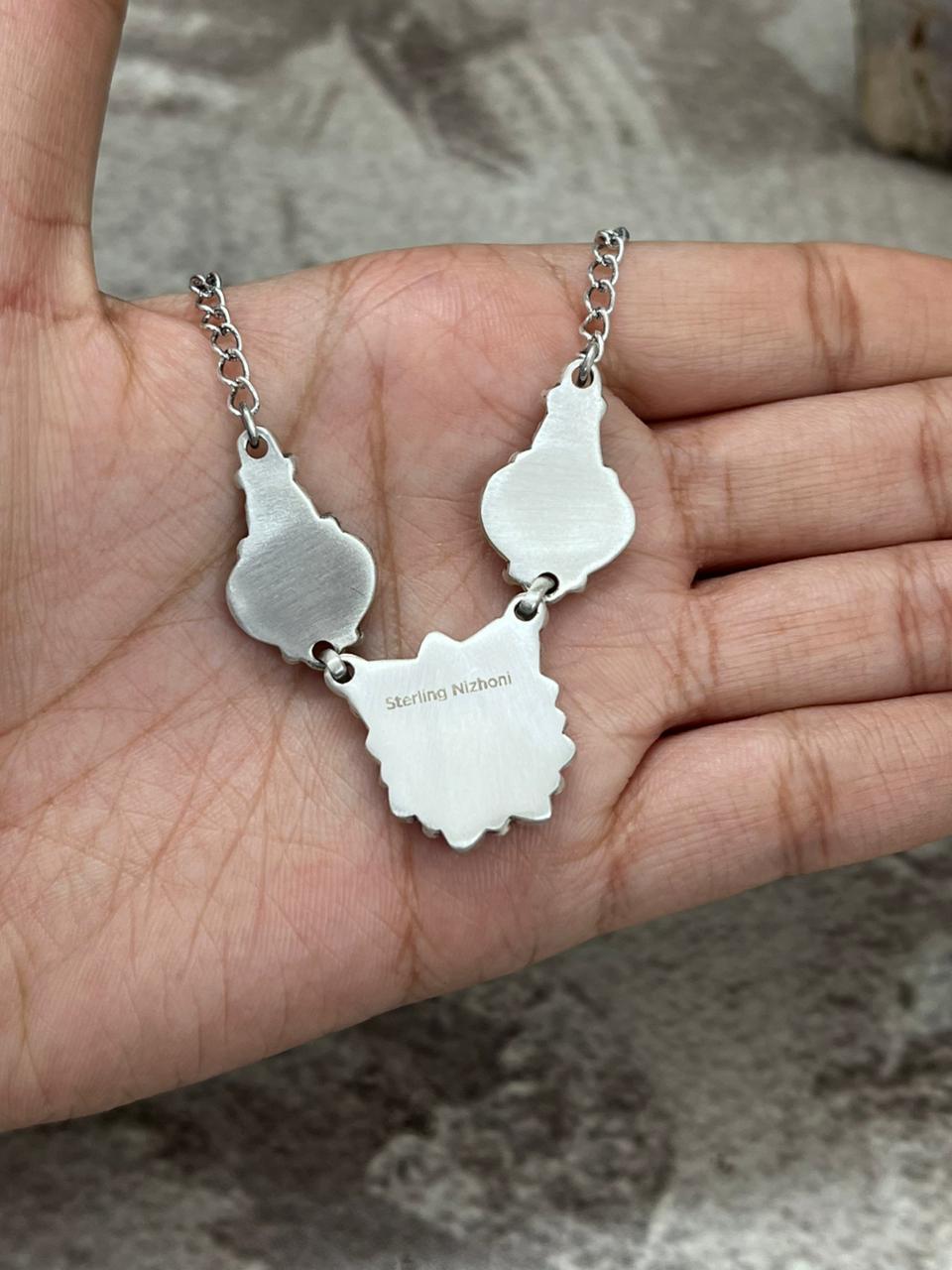 Handmade Sterling Silver White Buffalo Necklace "Signed Nizhoni"