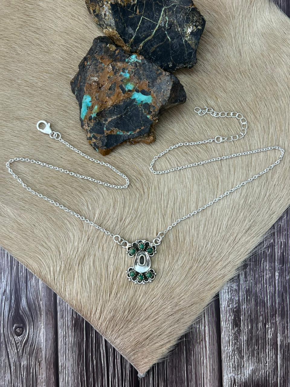Handmade Sterling Silver Kingman Turquoise Necklace "Signed Nizhoni"