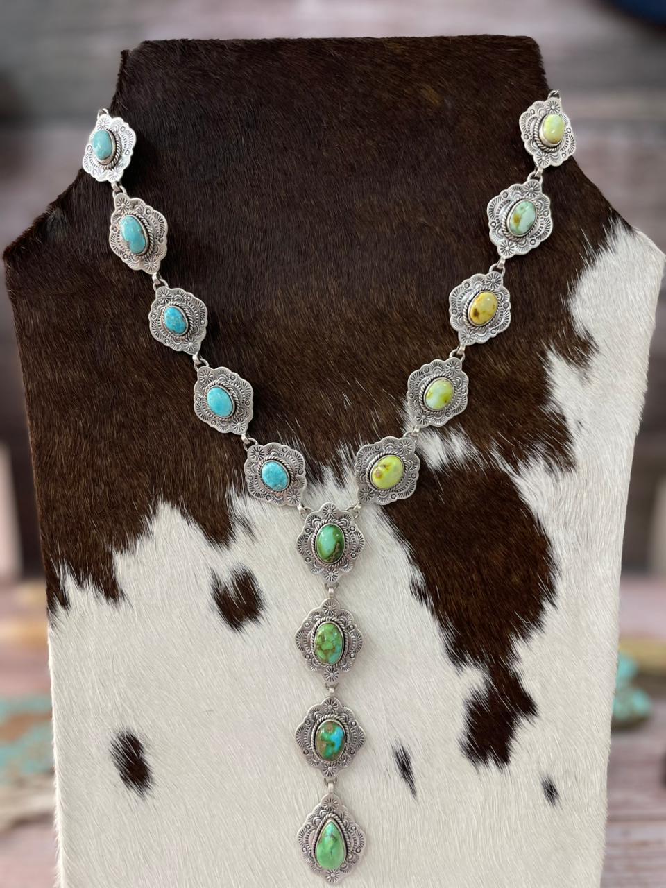 Handmade Sterling Silver Multi Stone Necklace "Signed Nizhoni"